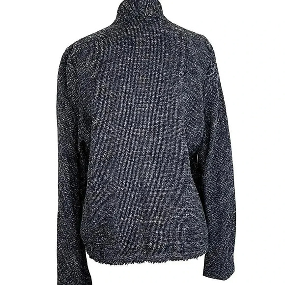 Eileen Fisher Wool Linen Blend Open Front Cardigan Sweater Size M Marled Gray - Picture 2 of 14